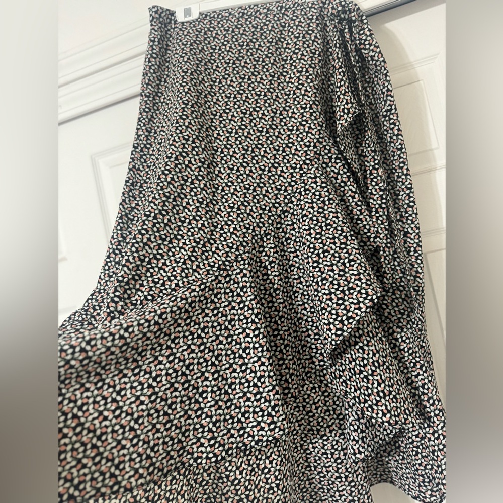 Max Studio Floral Faux Wrap Skirt
